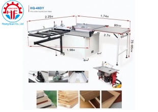 Máy cưa bàn trượt mini 2 lưỡi nghiêng 45 độ